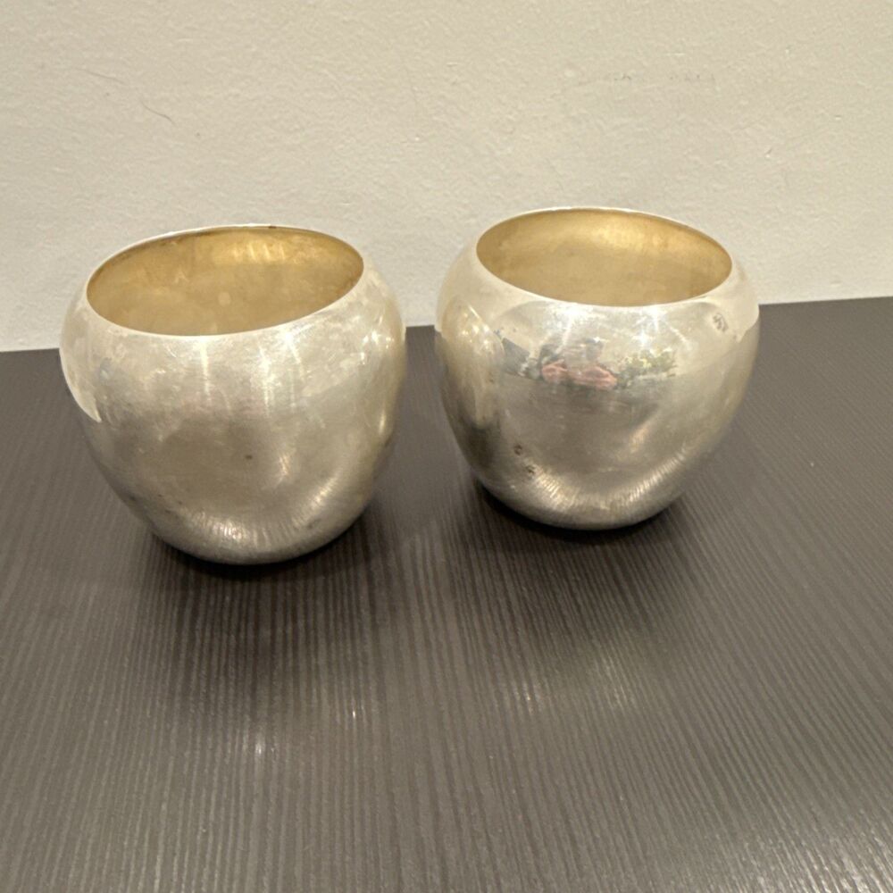 Vintage Baroque by Wallace 288 Silverplate Cups Bowls Set of 2 Mid Century